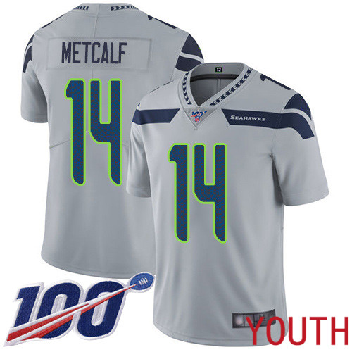 Seattle Seahawks Limited Grey Youth D.K. Metcalf Alternate Jersey NFL Football #14 100th Season Vapor Untouchable